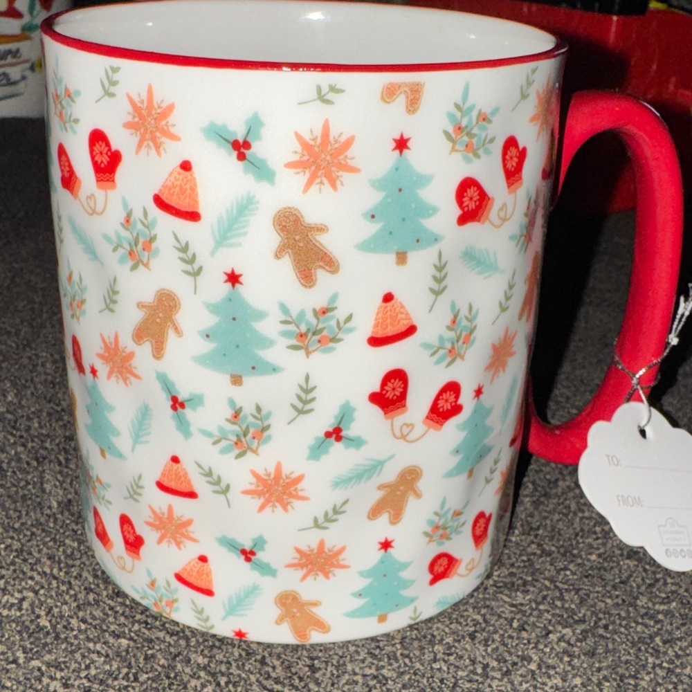 Festive Holiday Mug with Red Handle - Picture 3 of 4